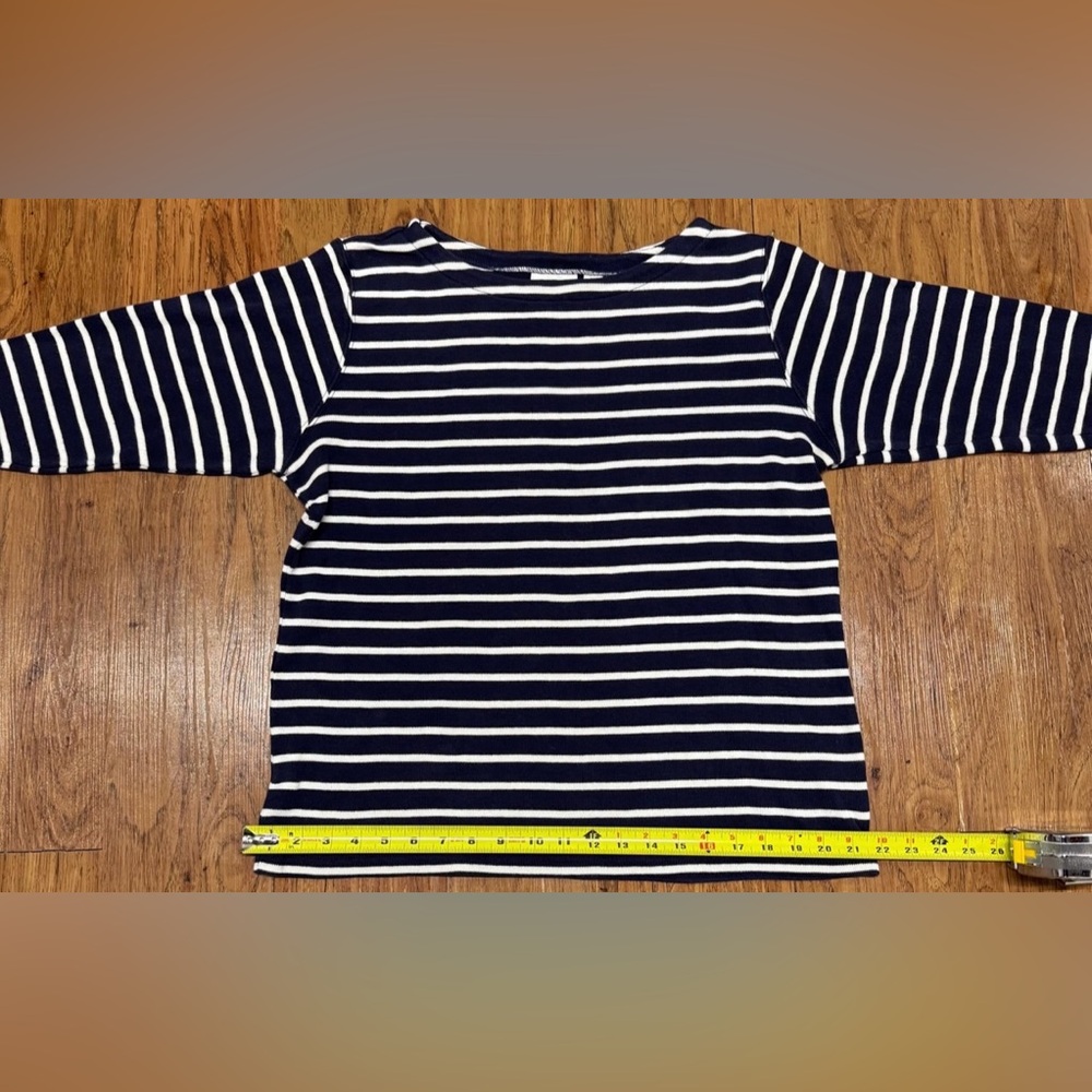 Women’s L.L Bean, 100 % Cotton, Blue And White, Striped Sweater, Size XL - Picture 4 of 5